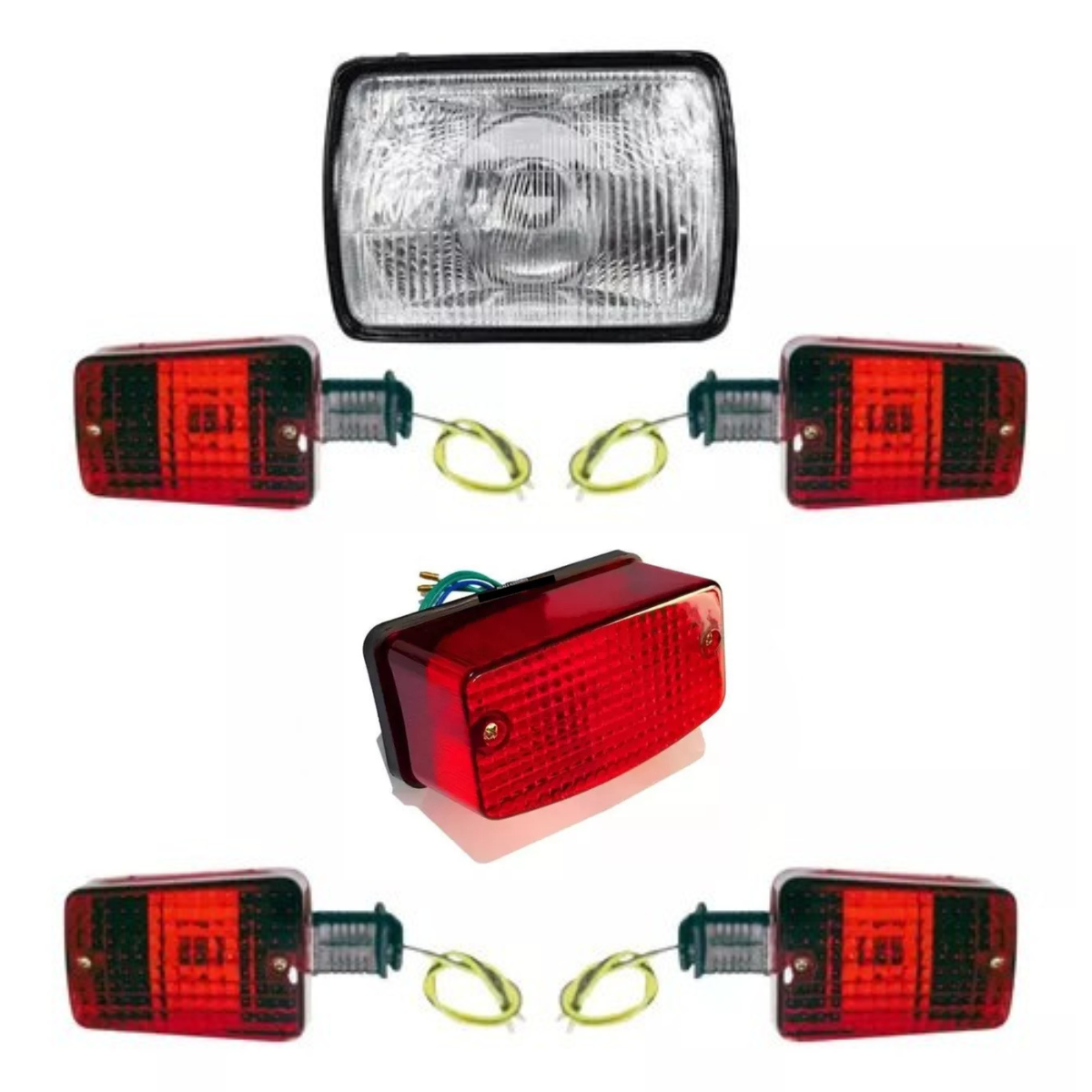 Kit Farol da Honda CG 125 Today Titan 83/99 + 4 Piscas VERMELHO + Lanterna VERMELHA